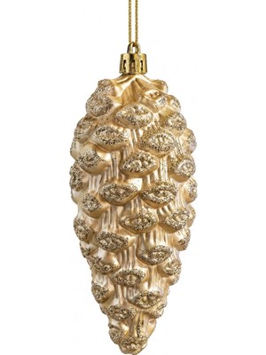 BRANDSMITHS Golden Pine – Şampanya Gold Işıltılı Kozalak Yılbaşı Ağacı Süsü - 13 cm