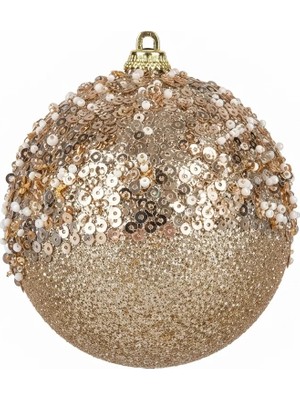 BRANDSMITHS Champagne Pearl Işıltılı Yılbaşı Ağaç Süsü - 10 cm