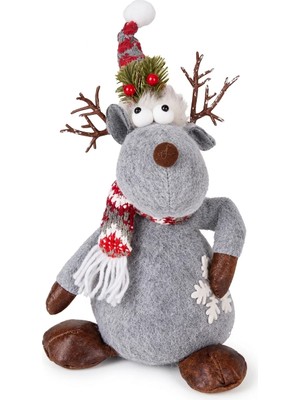 BRANDSMITHS Rudolph Nordic Joy Gri Dekoratif Yılbaşı Geyiği – 40 cm