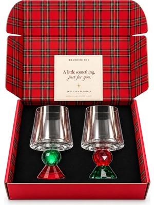 BRANDSMITHS Christmas Classics – Ruby & Emerald Lumi Ikili Kristal Bardak Seti