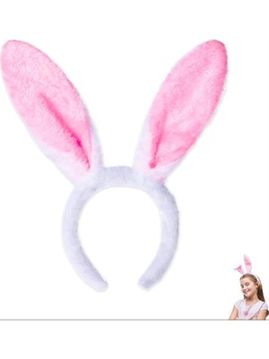Rafta Süsle Bebek ve Parti Tavşan Kulağı Taç - Peluş - Pembe