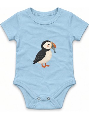 The Lucid Lab Puffin With A Tiny Fish Çıtçıtlı Body - Mavi
