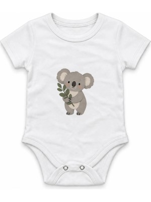 The Lucid Lab Koala Holding A Eucalyptus Branch Çıtçıtlı Body - Beyaz