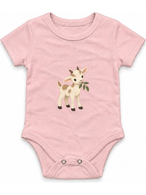 The Lucid Lab Goat Kid Nibbling A Leaf Çıtçıtlı Body - Pembe