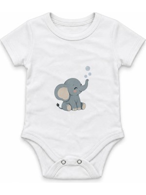 The Lucid Lab Elephant Blowing Three Tiny Bubbles Çıtçıtlı Body - Beyaz