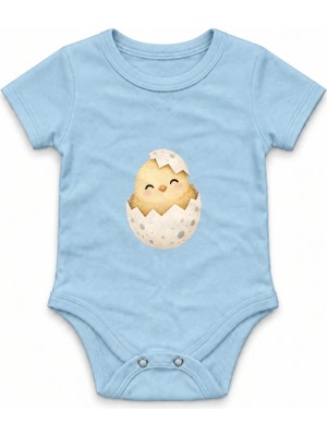 The Lucid Lab Baby Chick Nestled In A Cracked Eggshell Çıtçıtlı Body - Mavi