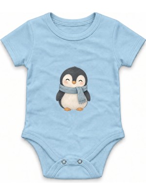 The Lucid Lab Baby Penguin Wrapped In A Small Scarf Çıtçıtlı Body - Mavi