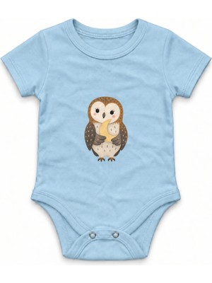 The Lucid Lab Owl Holding A Small Moon Çıtçıtlı Body - Mavi