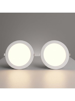Rafta Cata CT-5169G 18 Watt 3200K Günışığı - Slim Sıva Altı LED Panel Armatür - Ince Kasa Yuvarlak Tavan Spot Lambası, Trafolu - 2 Adet