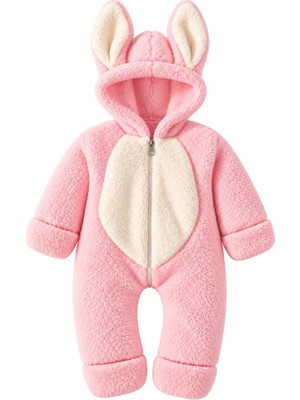 Rafta Kız Bebek ve Çocuk Pembe Peluş Tavşan Tulum