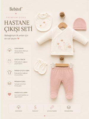 Rafta Tr Petit Baby Hello Little Friend 5 Parça Unisex Yenidoğan Hastane Çıkışı Seti Mavi Ekru – Bebek Zıbın