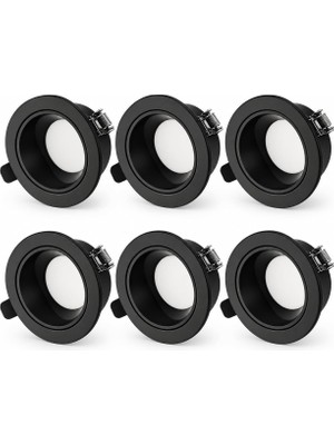 Rafta Tr 6'li Set 3 Renk LED Gömme Spot 8W CT-5261 Siyah Kasa 3200K 4000K 6400K Sıva Altı Yuvarlak Tavan Aydınlatma 110°