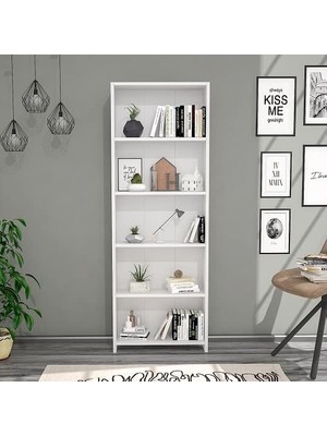 Rafta Tr Lilium 5 Raflı Dekoratif Kitaplık Beyaz