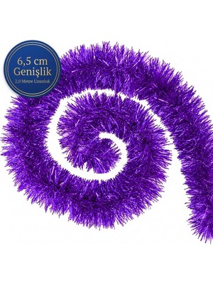 Devideko 6.5 cm Kalın Sim Süs Mor - Yılbaşı ve Parti Dekorasyon Süsü 2 Metre