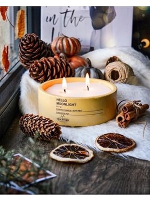 Defne Store Büyük Boy Beton Soya Wax Amber ve Lavanta Kokulu Dekoratif Mum