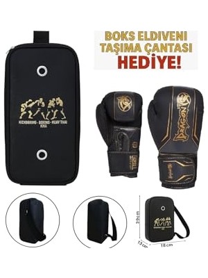 Defne Store Legacy Kick Boks Eldiveni Muay Thai ve Eldiven Taşıma Çantalı Siyah 10 Oz