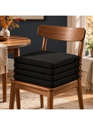 4’lü Düz Bağcıklı Sandalye Minderi · 40 × 40 × 4 cm · Siyah · 40 × 40 × 4 cm · 4 Adet