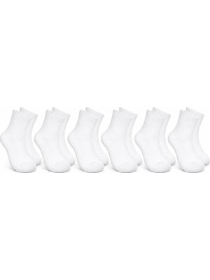 Hace Bazaar Çocuk Beyaz Çorap 6'lı Set Ince Dikişli Yumuşak Nefes Alabilen Okul Günlük Rahat Çorap 5-11 Yaş Seti