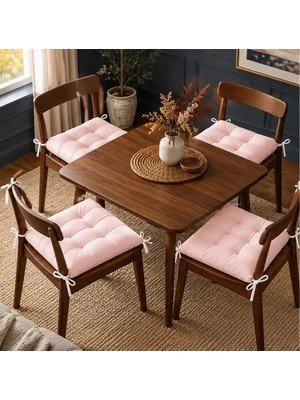 4’lü Kapitone Bağcıklı Sandalye Minderi · 40 × 40 × 3 cm · Pembe · 40 × 40 × 3 cm · 4 Adet