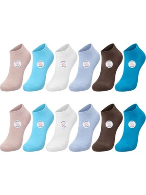 Hace Bazaar Kadın Dikişsiz Patik Çorap 12'li Kutulu Set | Yıkamalı Renkli Sneaker Çorabı Günlük Konfor Paketi