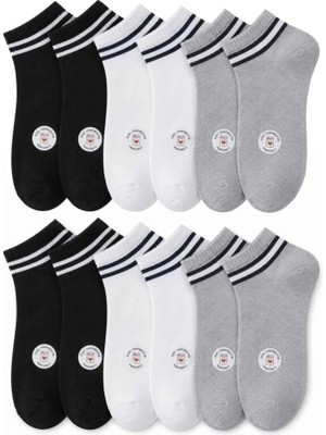 Hace Bazaar Unisex Çizgili Patik Çorap 6'lı | %85 Pamuklu Geri Dönüşüm Iplikli, Ince Dikişli Spor