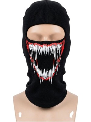 Hace Bazaar Unisex Canavar Diş Baskılı Balaklava 1 Adet Tek Beden Viskoz Kask Içi Motosiklet Maskesi