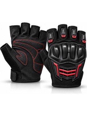 Hace Bazaar Unisex Yarım Parmak Motosiklet Eldiveni | 3D Knuckle Panelli Kaydırmaz Avuç Içi Ayarlı Bilek Bantlı