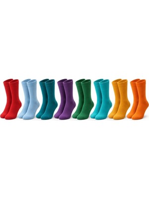 MiraLive Unisex Renkli Çorap 8'li Set Günlük Rahat Esnek Uzun Soket Çorap Canlı Renkler Yumuşak Konforlu Seti