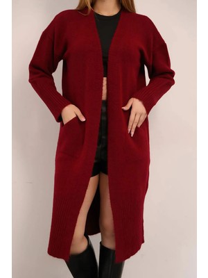 Rmy Moda Bordo Salaş Yumuşak Dokulu Triko Hırka BCES-252009