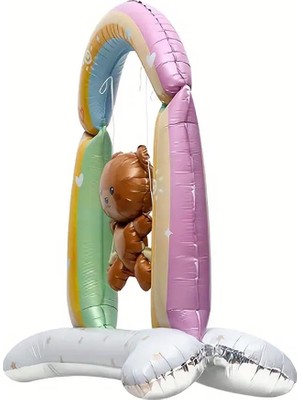 Herovia Salıncakta Sallanan Ayıcık Folyo Balon Ayaklı Baby Shower Balon