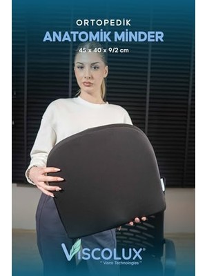 aklow akyoleticaret Anatomik Visco Ortopedik Minder - Ofis Araba Sandalye Minderi Siyah 44X36X9/2