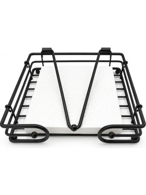 aklow akyoleticaret Metal Kare Peçetelik Siyah Masa Üstü Peçete Organizeri, Yaylı Baskı Sistemli Peçete Tutucu, 19X19X4 cm Modern Mutfak Peçeteliği, Tezgah Üstü Peçete Düzenleyici, Masası Için Peçetelik