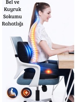 aklow akyoleticaret Oturma Minderi Bel Yastığı Bel Destek Yastığı Ortopedik Yastık Sırt ve Oturma Yastığı Ortopedik