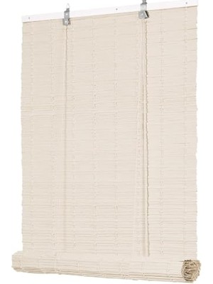 Bomii Panama Rattan Stor Perde, Doğal Hasır Desen,jaluzi,uv Dayanıklı Özel Plastik Malzeme,su ile Temizlenebilir. (Offwhite/kırık Beyaz, 120X180 Cm)