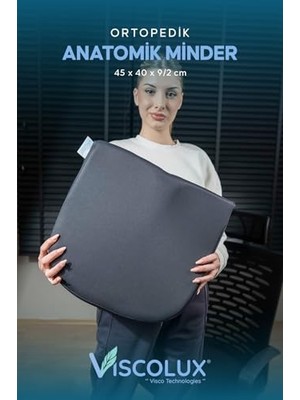 Trendexa Anatomik Visco Ortopedik Minder - Ofis Araba Sandalye Minderi Füme 44X36X9/2