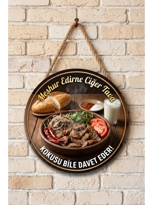 Mayeka Meşhur Edirne Ciğer Tava Ahşap Mdf Tablo Kafe Restoran Duvar Dekoru