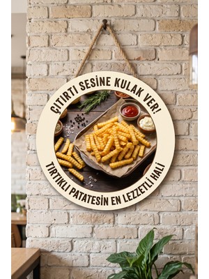 Mayeka Tırtıklı Patates Tasarımlı Yuvarlak Ahşap Mdf Kafe Restoran Duvar Tablosu