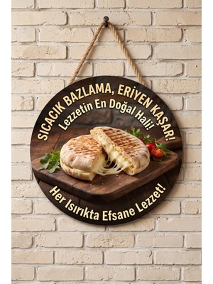 Mayeka Bazlama Tost Temalı Ahşap Mdf Duvar Tablosu Cafe Restoran Dekoru Yuvarlak Tabela