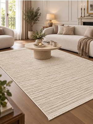 Bazaar Forum Aura Premium Modern Ipeksi Yüzeyli Pamuk Tabanlı Polyester Halı Salon Halısı Koridor Halısı