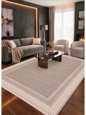 Bazaar Forum Aura Premium Modern Ipeksi Yüzeyli Pamuk Tabanlı Polyester Halı Salon Halısı Koridor Halısı