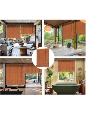 Mey İthalat Panama Rattan Stor Perde, Doğal Hasır Desen,jaluzi,uv Dayanıklı Özel Plastik Malzeme,su ile Temizlenebilir. (Hasır Görünümlü Kahverengi, 150X180 Cm)