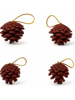 Bidoluhobi Yılbaşı Ağaç Süsü Kozalak Bordo 3 cm 4'lü