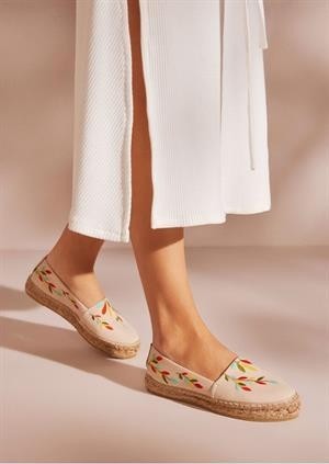 Su Espadril Nataly Ekru-Multi Kadın Düz Espadril