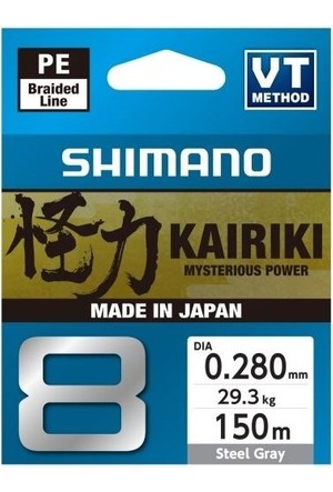 SHIMANO Kairiki 8, 3000 metres, Steel Grey, 0.280mm/29.3kg, 8x