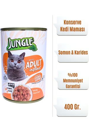 JUNGLE +12 MONTHS ADULT İNSTİNCT SOMONLU&KARİDESLİ KONSERVE MAMA 400G