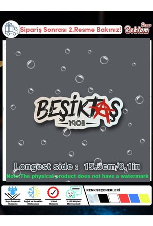 Adesivo Auto Besiktas Kartal Bianco 10x7 Cm - BJK Türkiye, Sticker Da Paraurti Per Tifosi - Foto 7