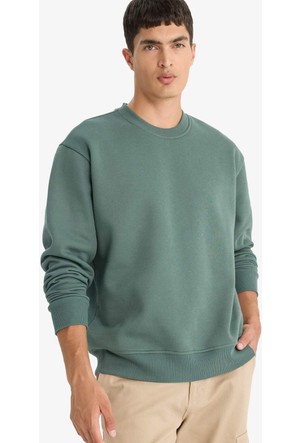 DeFacto Herren Sweatshirt Regular Fit – Bequemer Pullover Mit Crewneck, Aus Weichem Material, Für Freizeit & Alltag