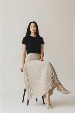 Eren Style Pileli Pamuklu Dokuma Viskon 4 Mevsim Etek(95 Cm)-(38-48) görsel 7