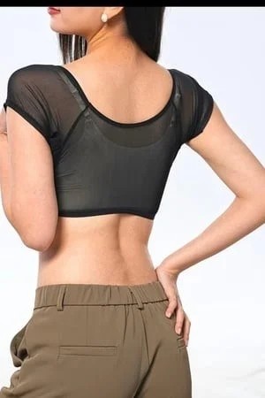 Kadın Fileli Ter Önleyici Crop | %100 Pamuk Koltuk Altı Ter Pedi | Ultra Ince, Nefes Alan, Yıkanabilir | Beyaz, Krem ve Siyah görsel 8