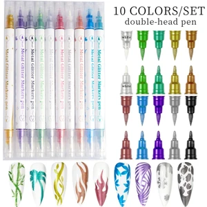 Born Pretty Çift Taraflı Glitter Metallic Color Nail Art Graffiti Kalem (55334-02)